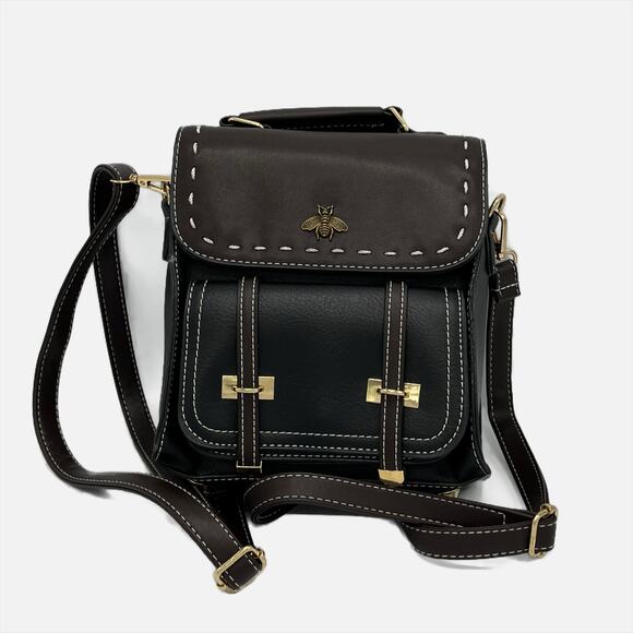 Bumblebee Faux Leather Handbag or Backpack in Black and Brown - Picture 1 of 5